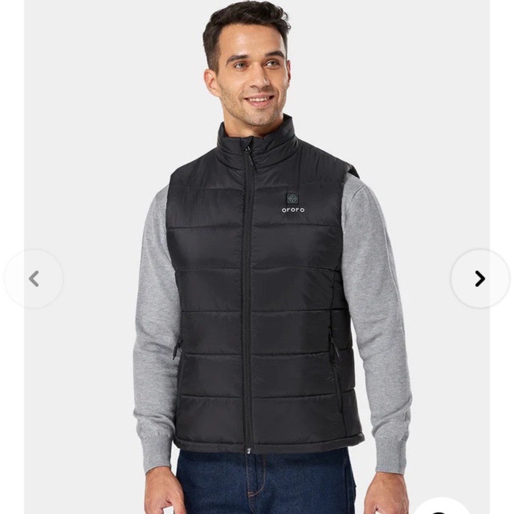 Ororo Heated Vest Men’s XL Black Quilted Puffer Full Zip No Battery Pack